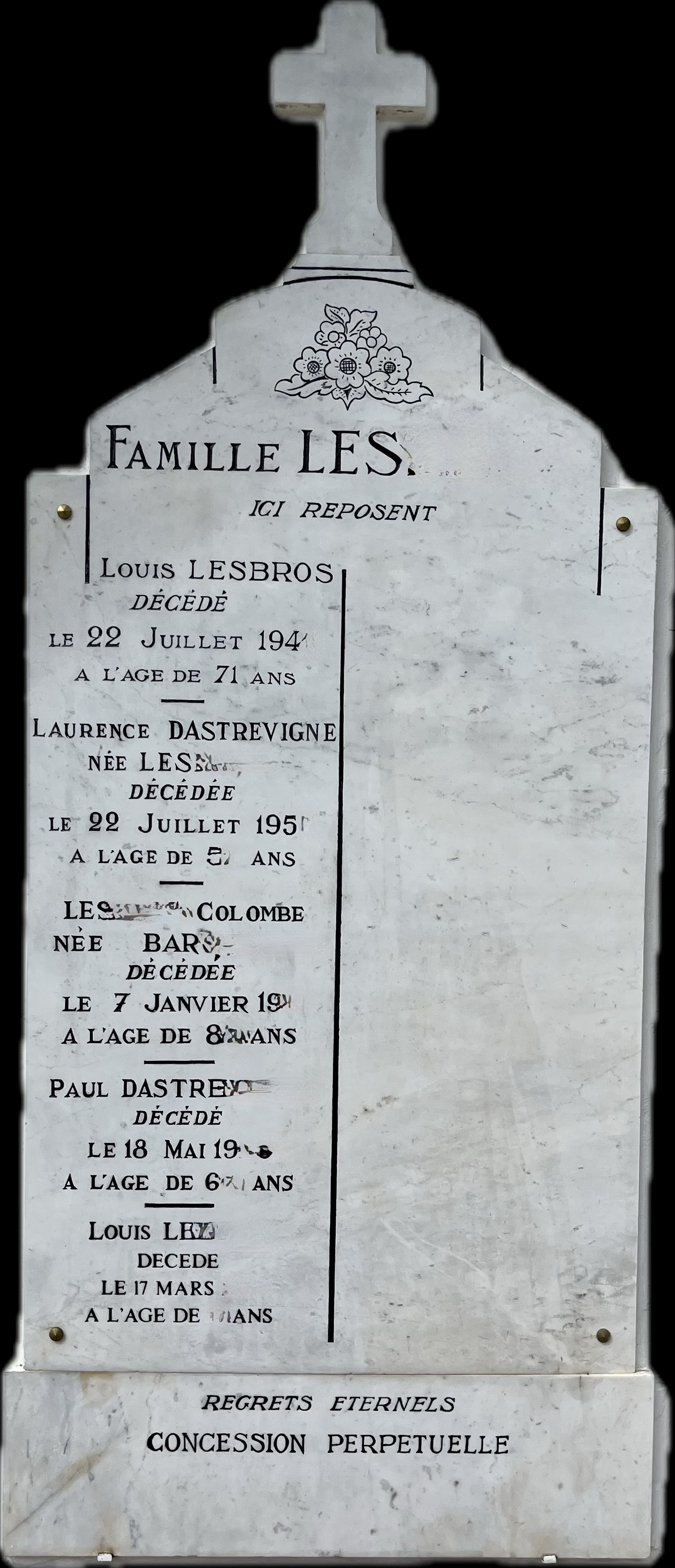 Après restauration – monument funéraire gravé par Alpes Gravure